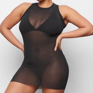 skims summer mesh high neck tank dress Skims + Summer Mesh High Neck Tank Dress
